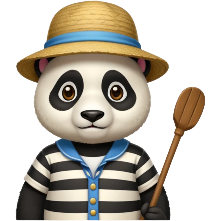 panda wearing gondolier striped shirt and hat emoji