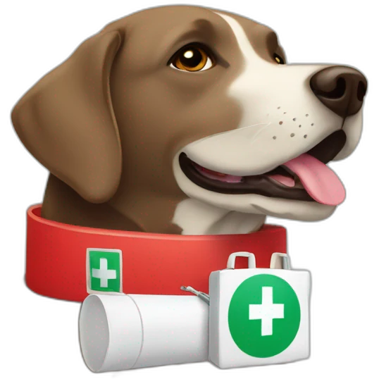 Labrador with first aid kit in mouth emoji