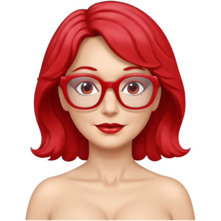 Femme 53 ans lunettes carrées rouges cheveux gris ondulés nue gros seins  emoji