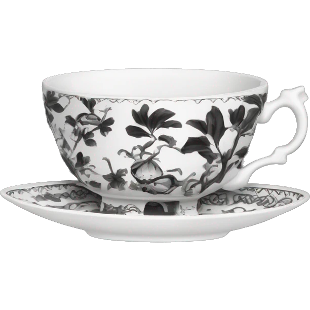 Black and white chinoiserie teacup  emoji
