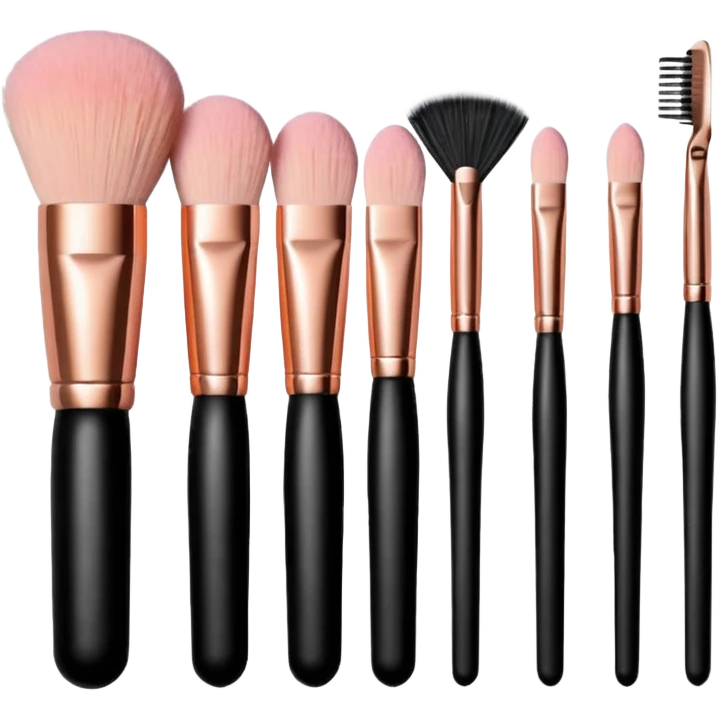 a set of rose gold makeup brushes  emoji