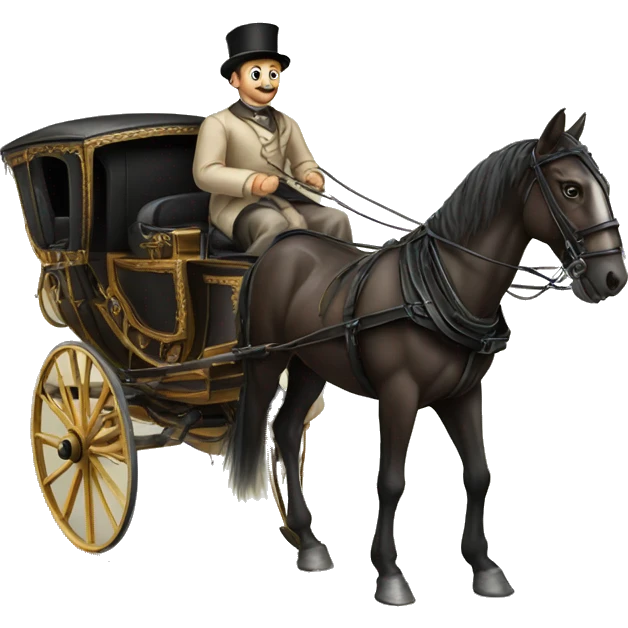 a man sits in a horse-drawn carriage from Russia in the 19th century emoji