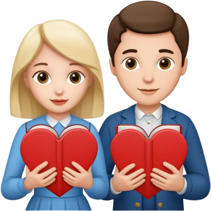 a couple hold heart books emoji