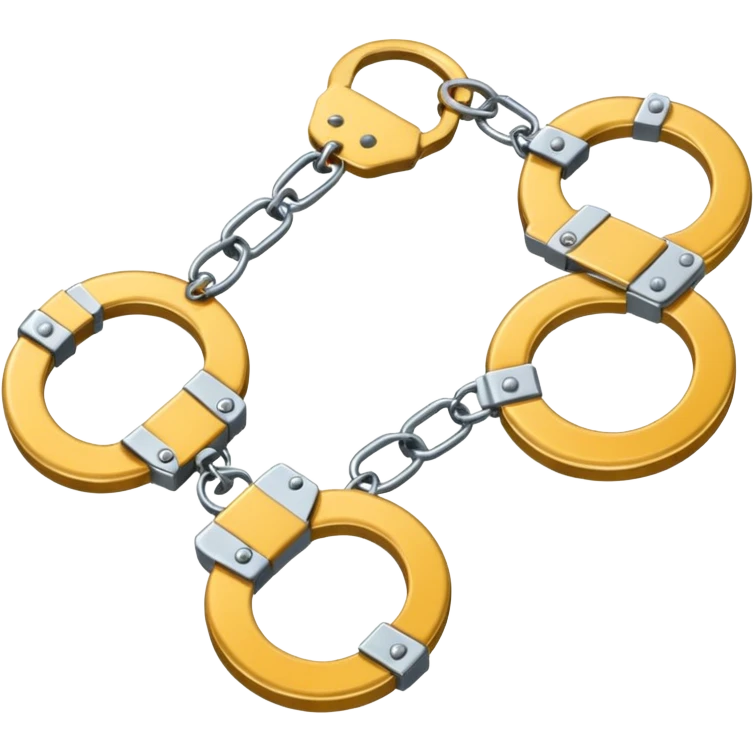 Handcuffs with one of the chain links connecting the cuffs broken emoji