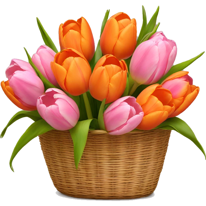 Basket of orange and pink tulips emoji