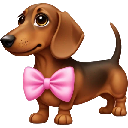 Daschund brown pink bow emoji