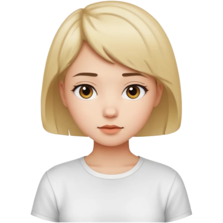 Gadis cantik, lucu, aesthetic, rambut pendek, baju putih emoji