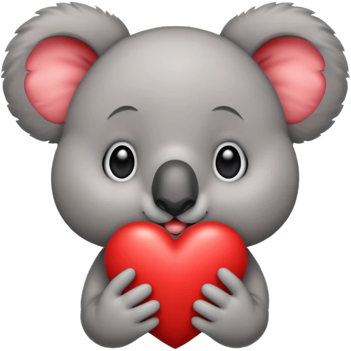 Kissy koala face, with red heart eyes and big red heart emoji