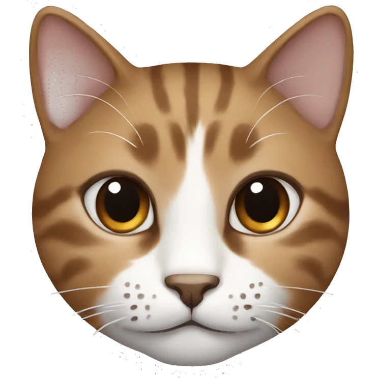 Cat brown white and black with brown nose emoji
