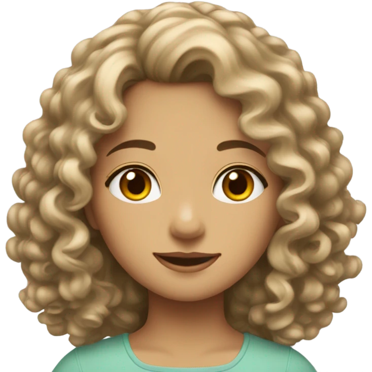 Medium fair girl curly to wavy hair sharp eyes pretty emoji