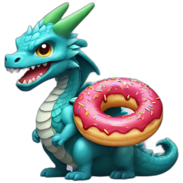 Dracofeu mangeant un donuts emoji