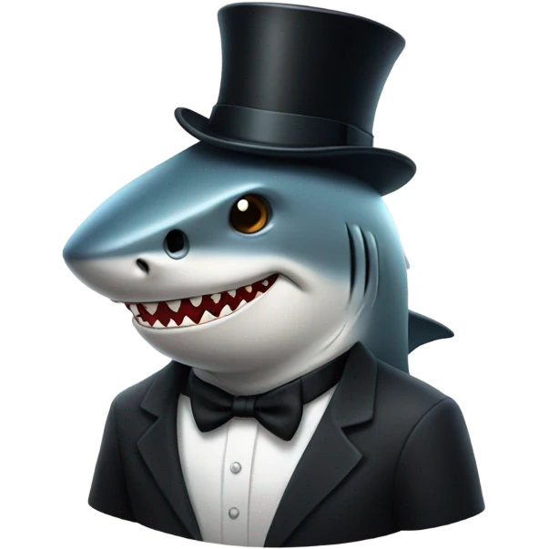 Shark with a top hat emoji