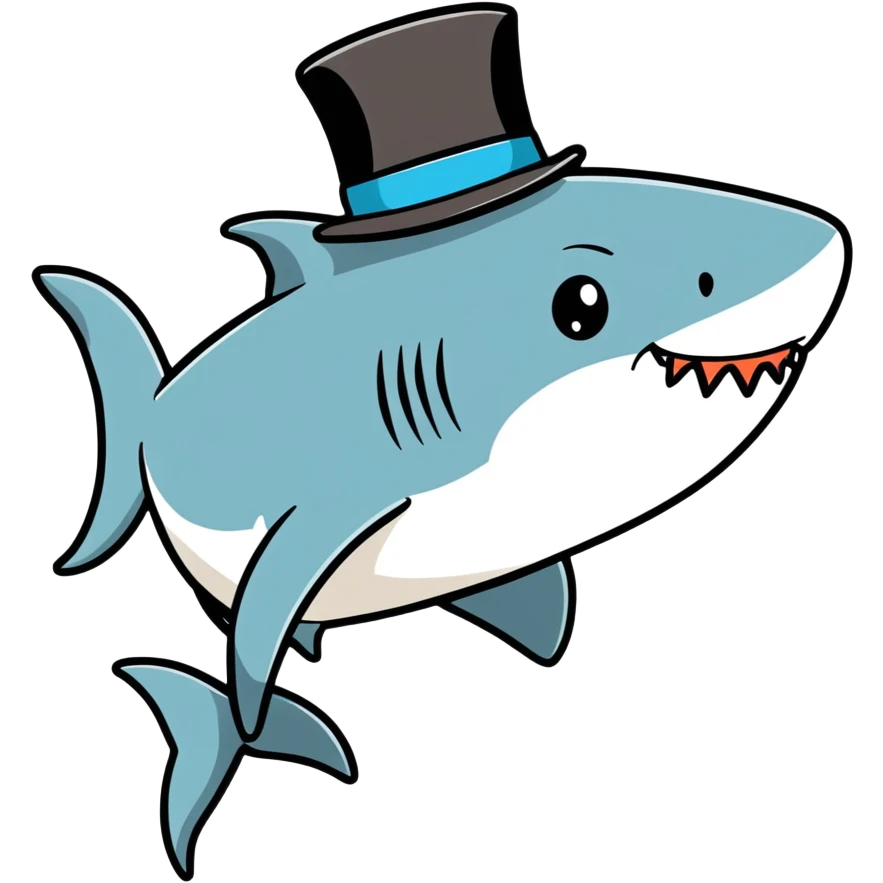 Shark with a top hat emoji