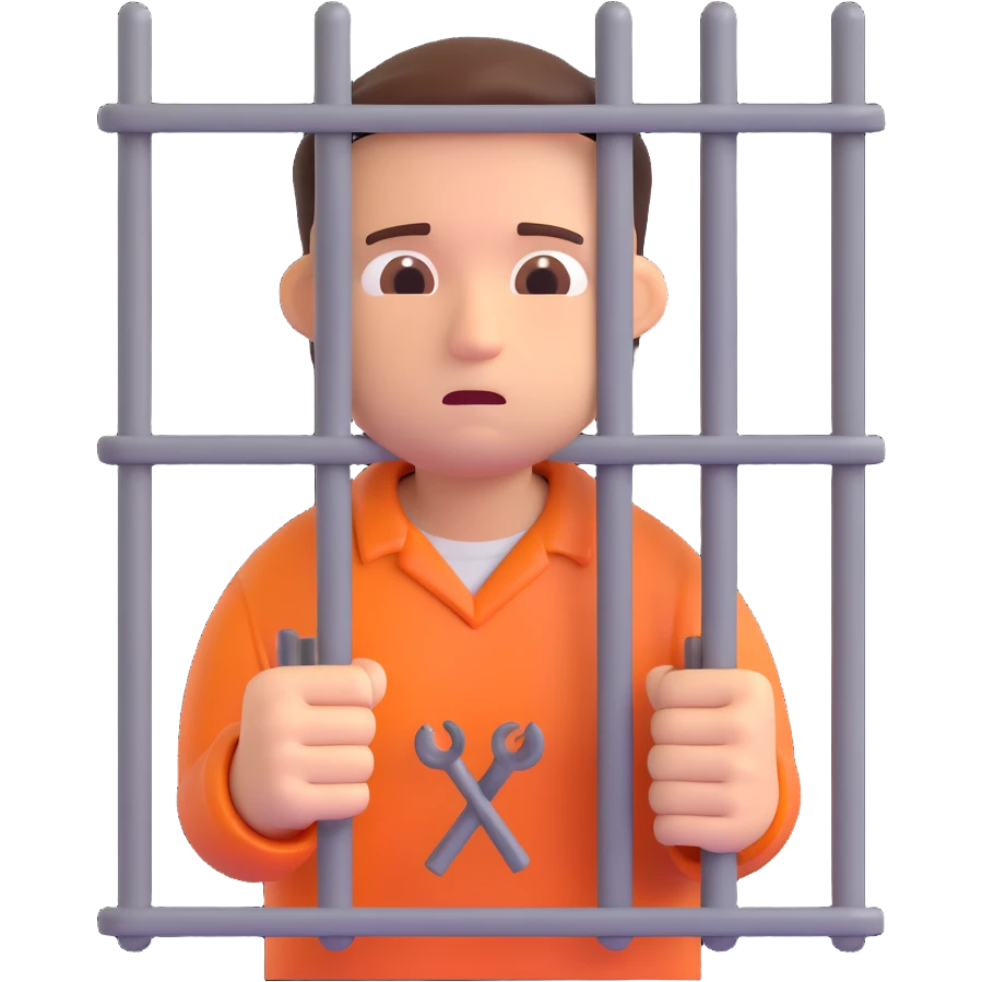sad prisoner holding prison bars, 3D emoji style emoji