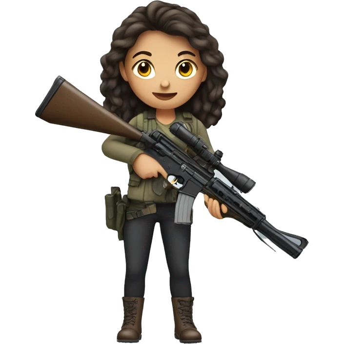 Brunette girl with rifle emoji