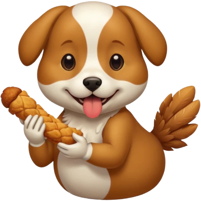 A dog eating chicken  emoji