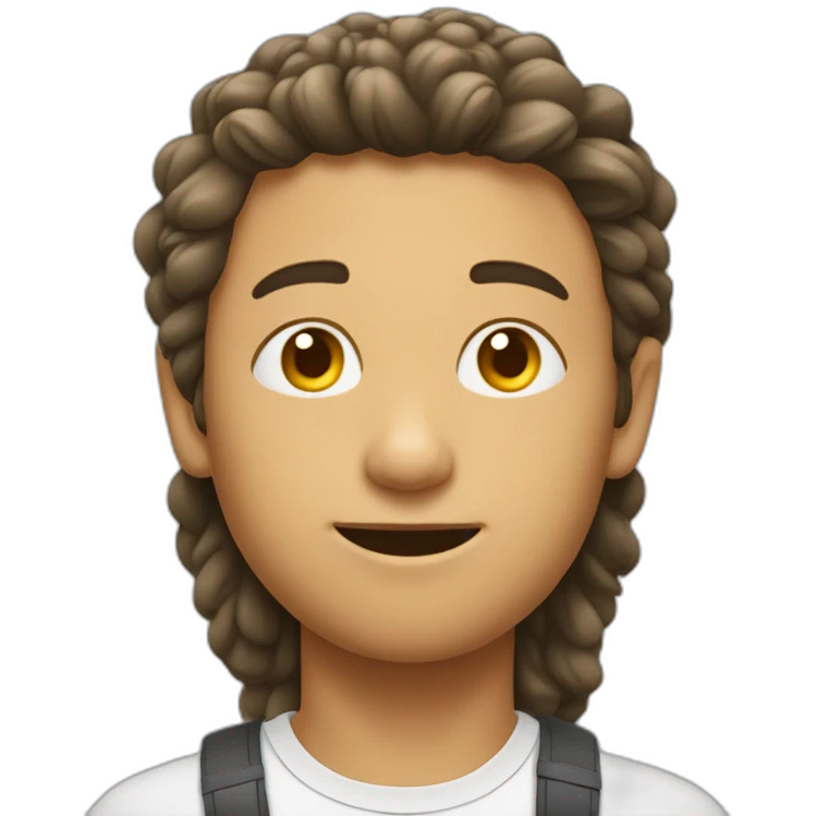 Un garçon aux cheveux long qui se cache derrière un arbre emoji