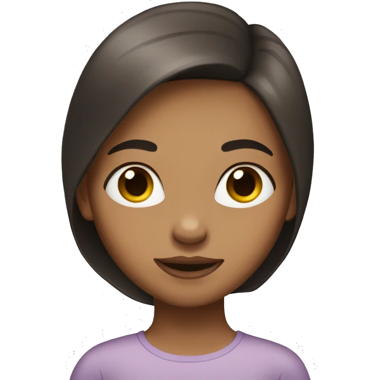 Girl with no eyebrows with dark brown hair emoji
