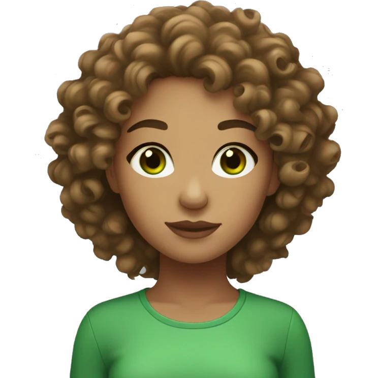 light skin girl with brown curly hair and green eyes emoji