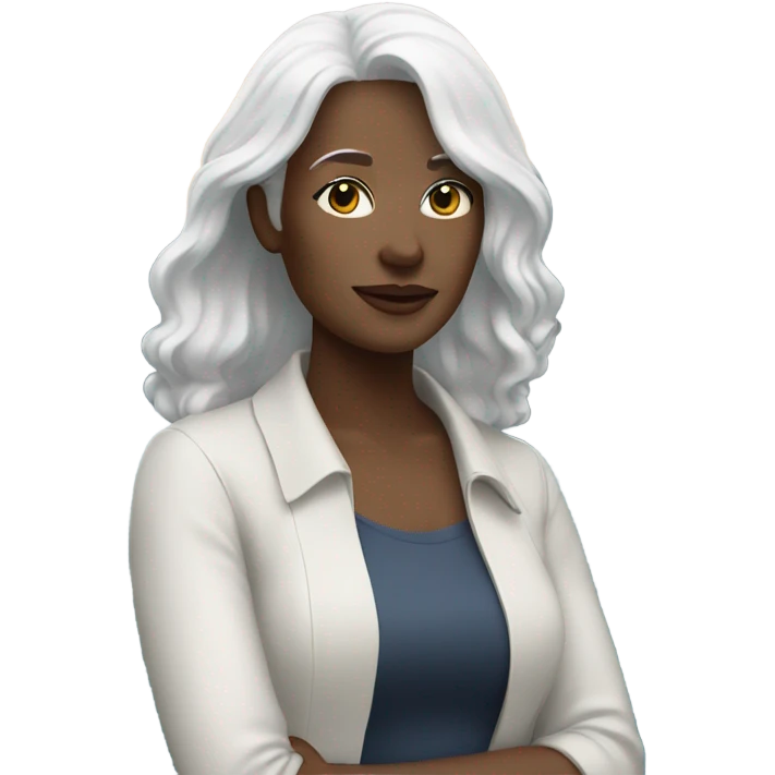 white-haired woman by the water emoji