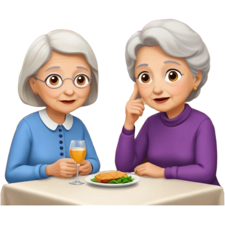 conversación dentro de un restaurant  dos personas y una de las persoans sea una abuela emoji