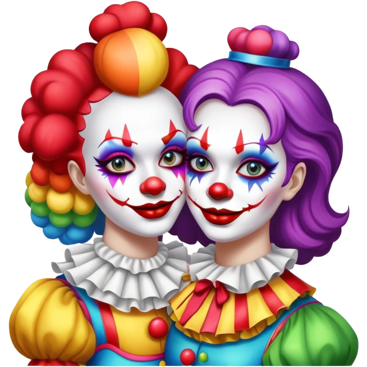 Two female clowns hugging emoji