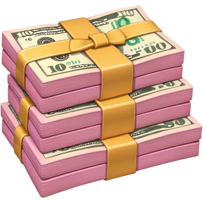 pink pack of dollars emoji