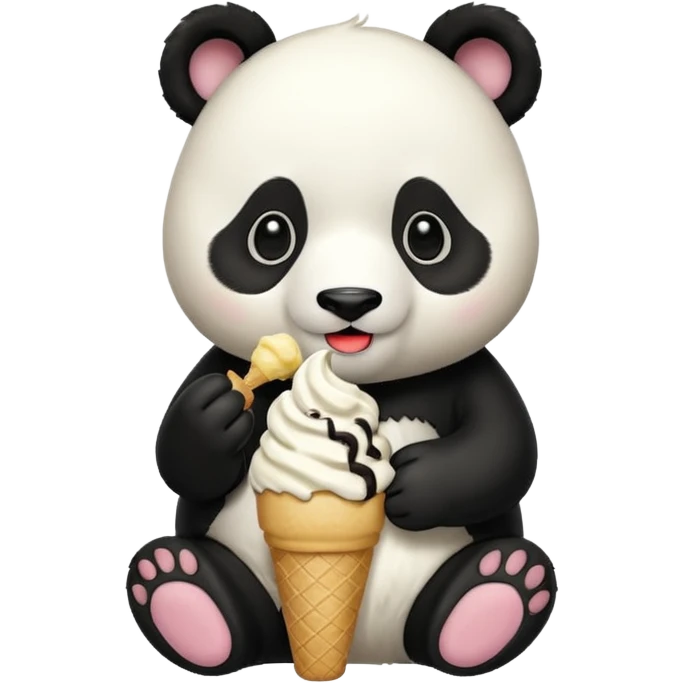 Panda eating ice cream emoji