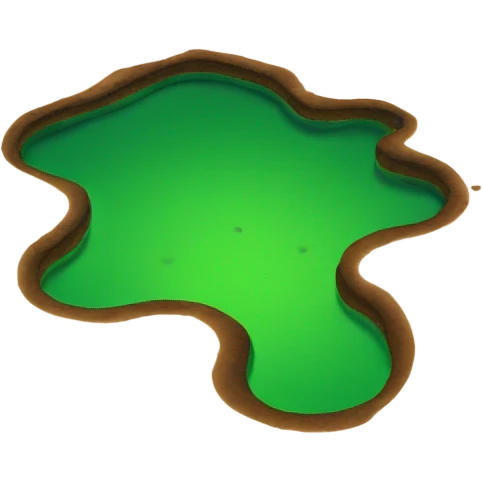 A big brown puddle with a green puddle next to it emoji