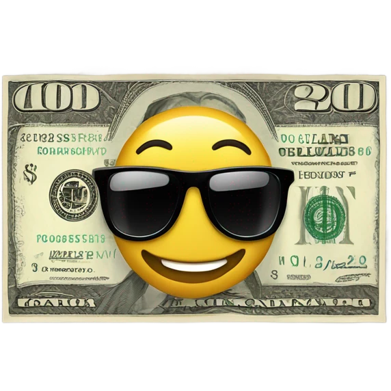 A smiling dollar bill with sunglasses  emoji
