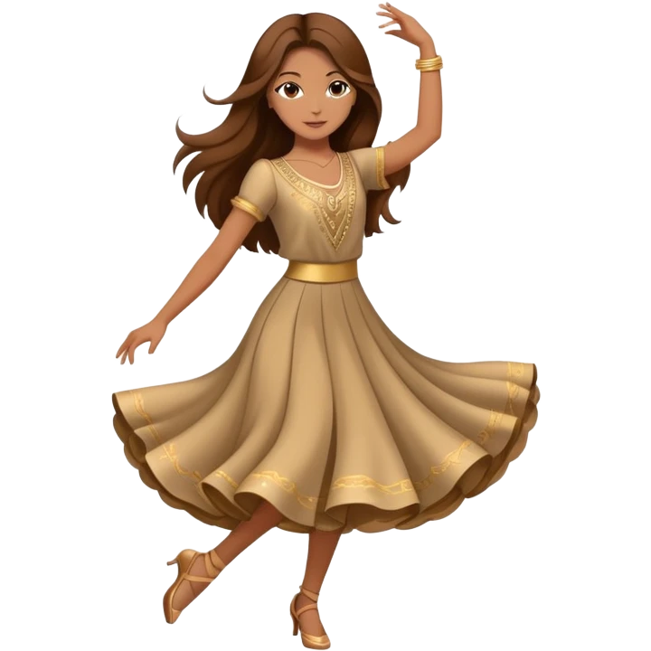 Girl with long brown hair dancing like nobody’s watching elegant cool girl outfit  emoji