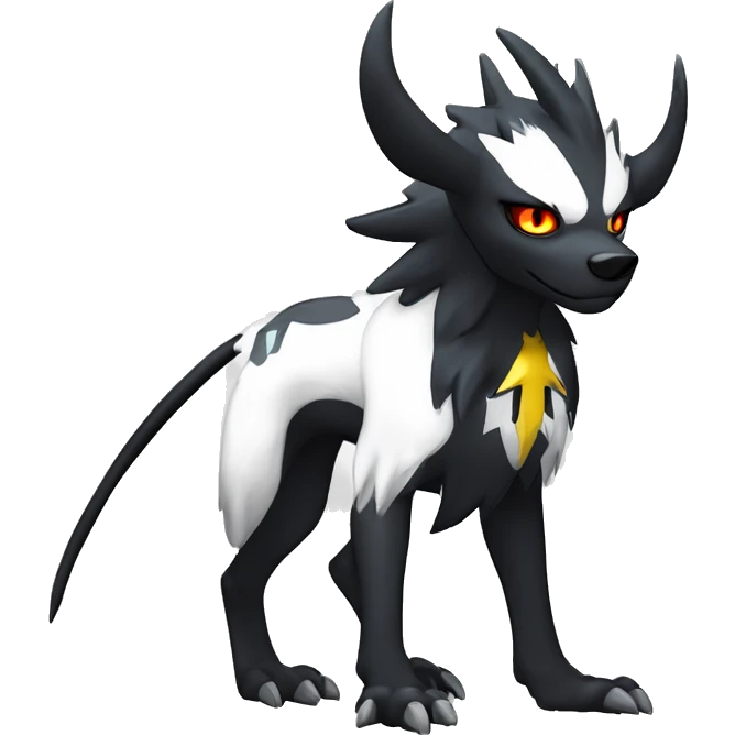 Cool Edgy Absol-Houndoom-Luxray Fakémon Digimon with Edgy markings, full body, outlined emoji