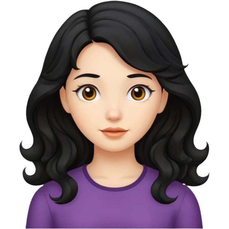 A girl with a little bit of wavy hair and black hair emoji