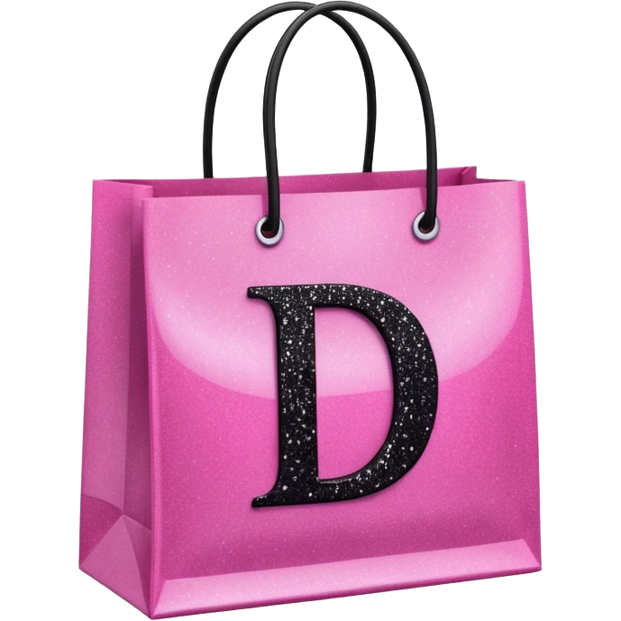 PINK GLITTER SHOPPING BAGS WITH A LETTER D IN THE MIDLLE IN COLOUR BLACK WITH GLITTER TOO  emoji
