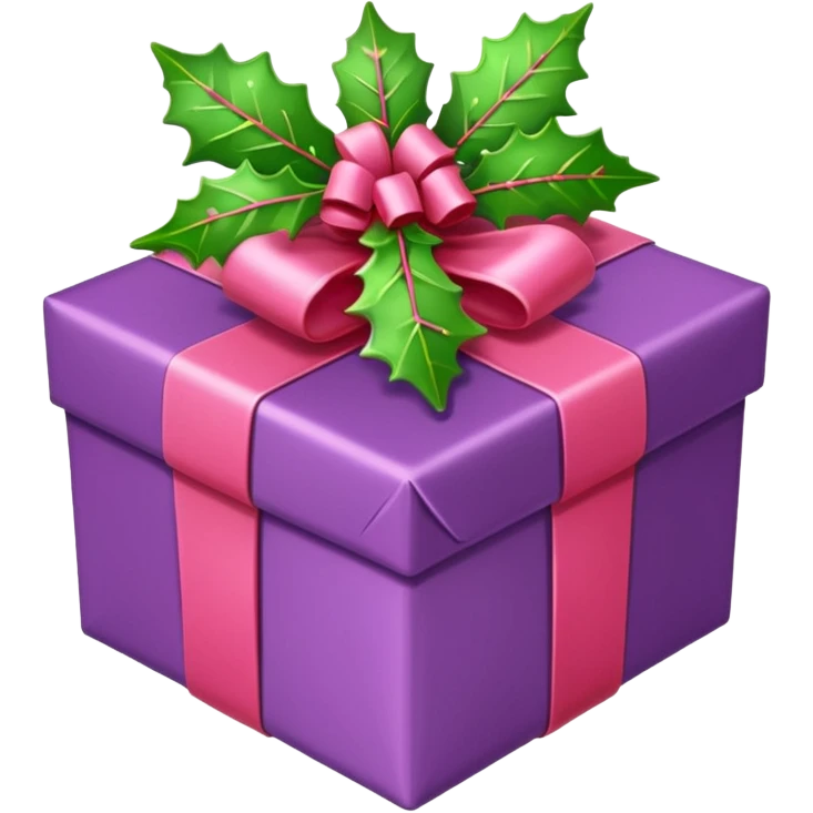 christmas gift with mistletoe magic color and peppermint pink bow emoji