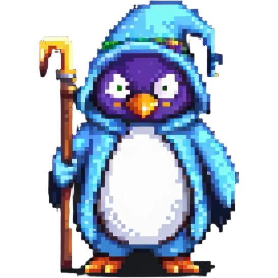 angry wizard penguin wearing pajamas walking emoji