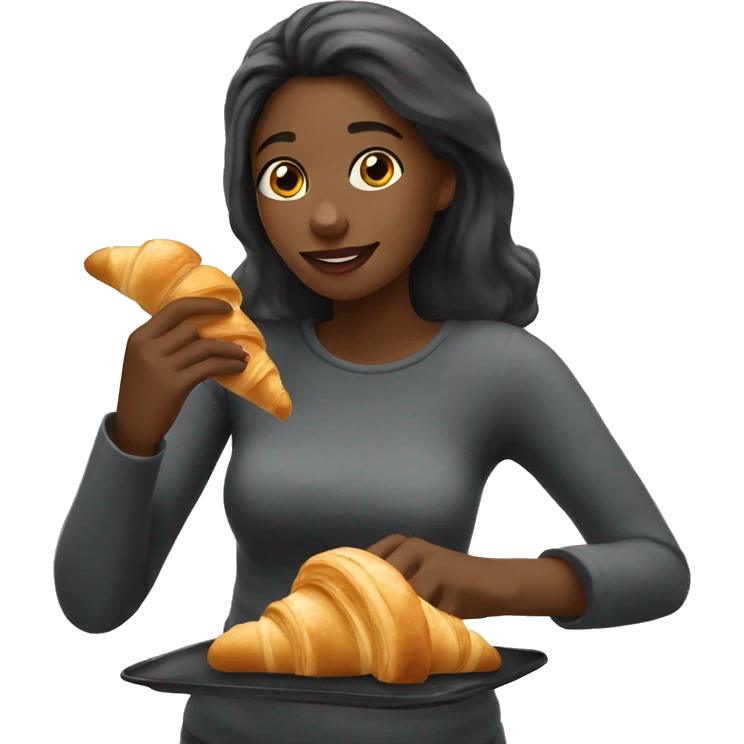 Girl eating croissants  emoji