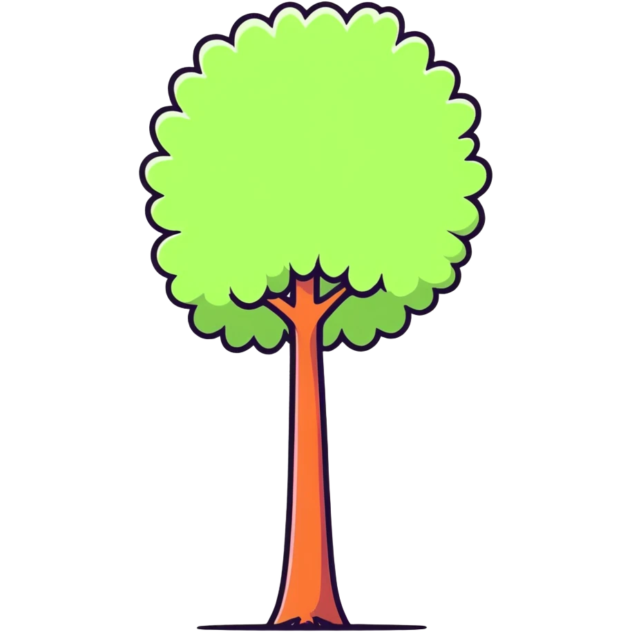 colorful fluffy Truffula tree from The Lorax with bright tuft on top and tall thin trunk emoji