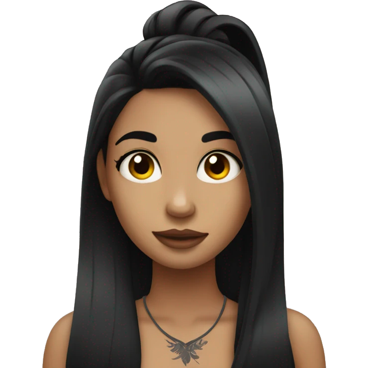 Girl with long black hair and neck tattoos emoji