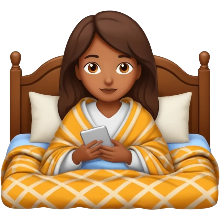 brown skin girl cozy in bed emoji