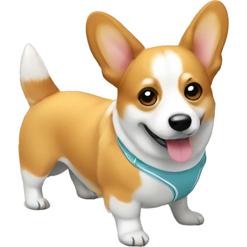 Corgi wearing a bathing suit at the beach emoji
