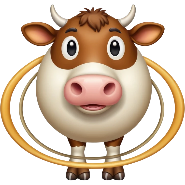 cow with body as planet Saturn with visible rings and gigantic human feet emoji