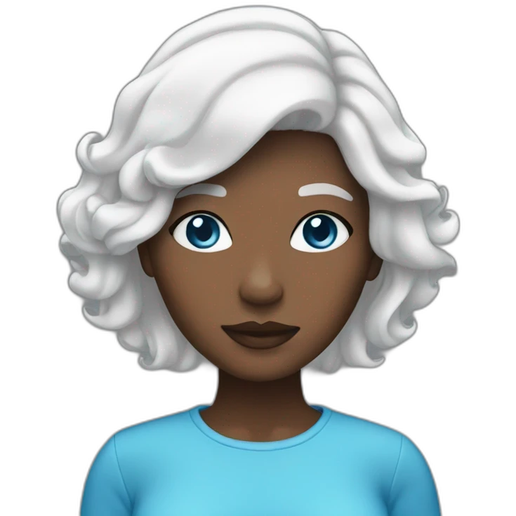 black woman with white hair and blue eyes emoji