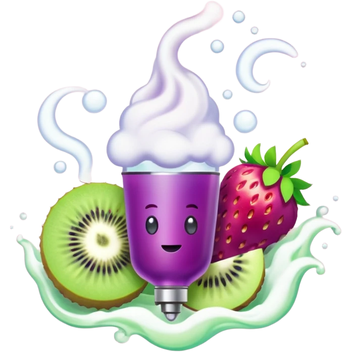dubbel duo vape, pink, grape ice and strawberry kiwi emoji