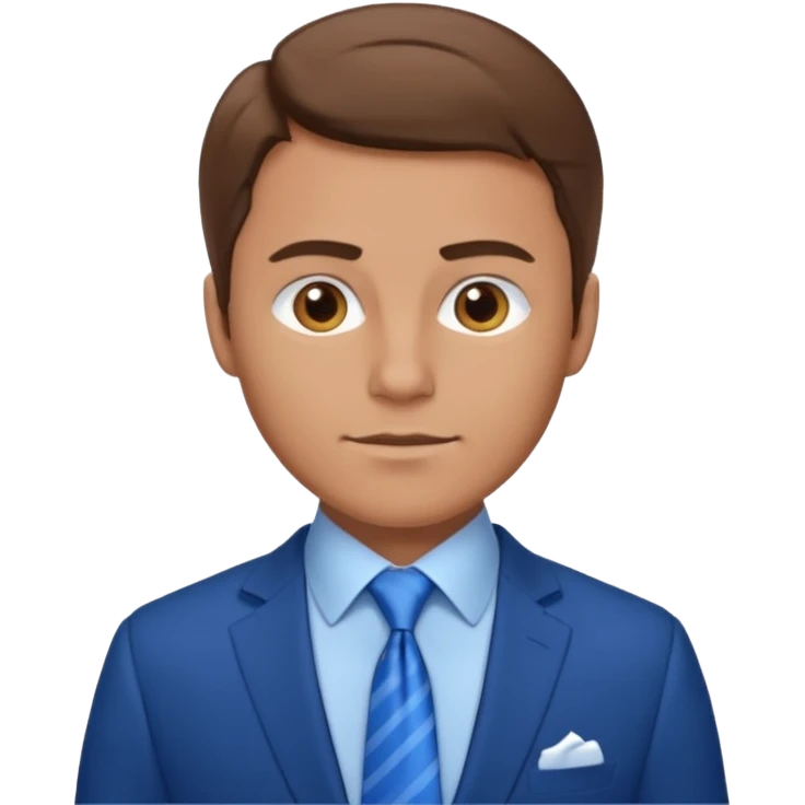 adult white man with brown hair in blue elegant suit emoji