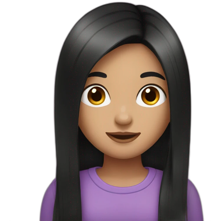 Straight long black hair girl emoji