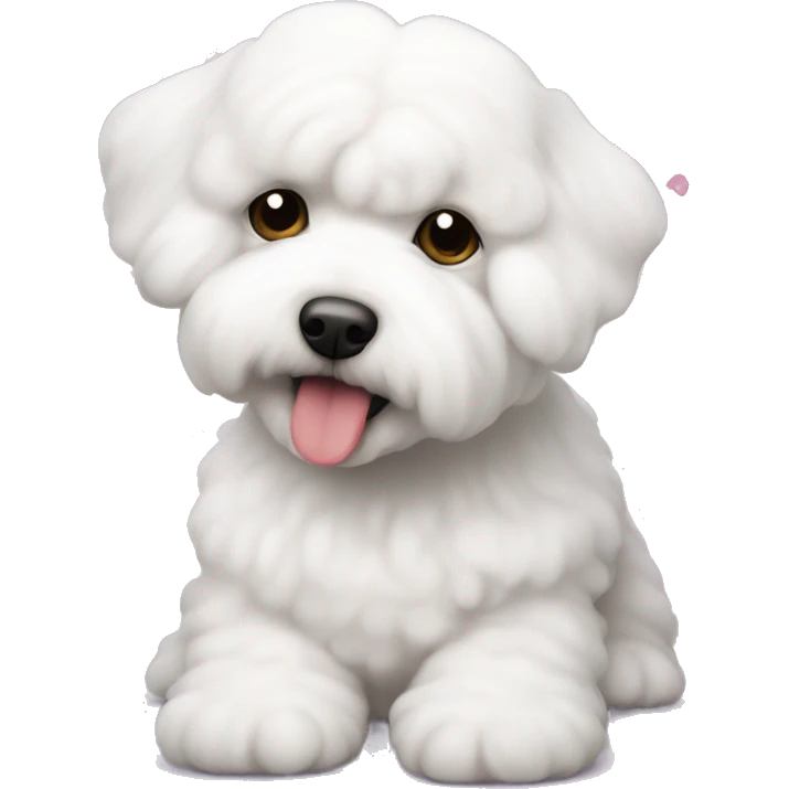 A bichon frise with hearts around him emoji