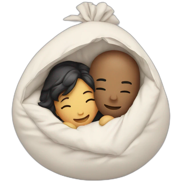 lovers hugging in ball of comforter emoji