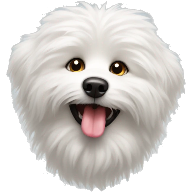 white furry dog with tongue sticking out emoji