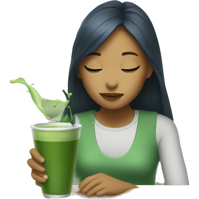 Girl drinking Matcha emoji